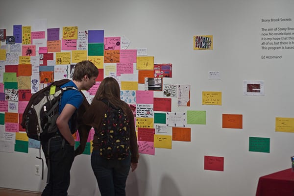 Last year, students secrets were displayed in a colorful collage on the SAC Gallerys walls. (EZRA MARGONO)