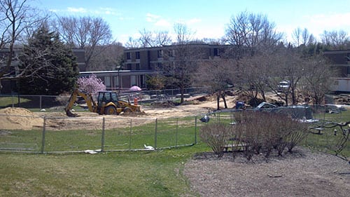 Construction site which has divided Tabler Quad since beginning of the year.