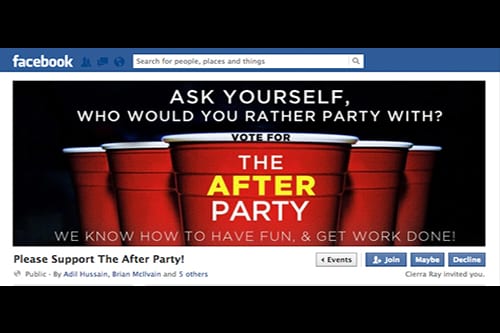 The After Party sweeps all but one category in the USG spring elections. (PHOTO CREDIT: FACEBOOK)