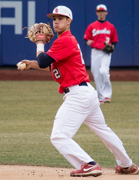 Cole Peragine had three hits on Sundays game against Albany, but Stony Brook still lost 4-3. (CATIE CURATOLO / THE STATESMAN)