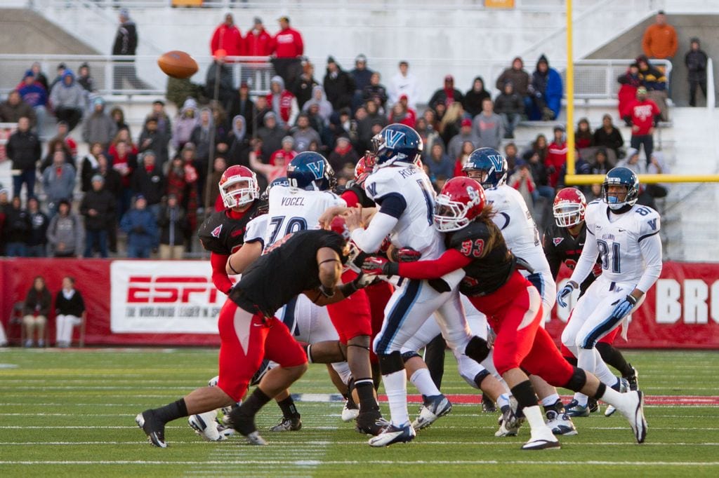 After losing to Stony Brook in the first round of the D-I Football Championship last fall, 20-10, the Wildcats got payback in their 2013 matchup, smacking SBU 35-6. [KENNETH HO/THE STATESMAN]