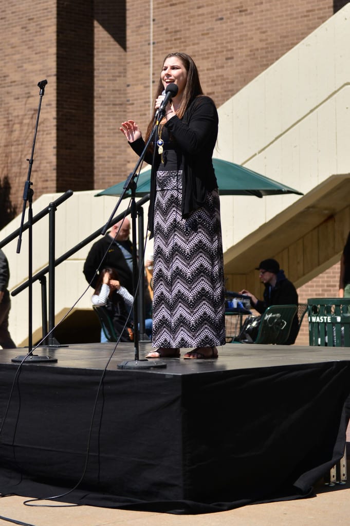 Melanie Ellner takes the stage at the Staller Steps with her rendition of Give It To Me Right. (JESUS PICHARDO / THE STATESMAN)