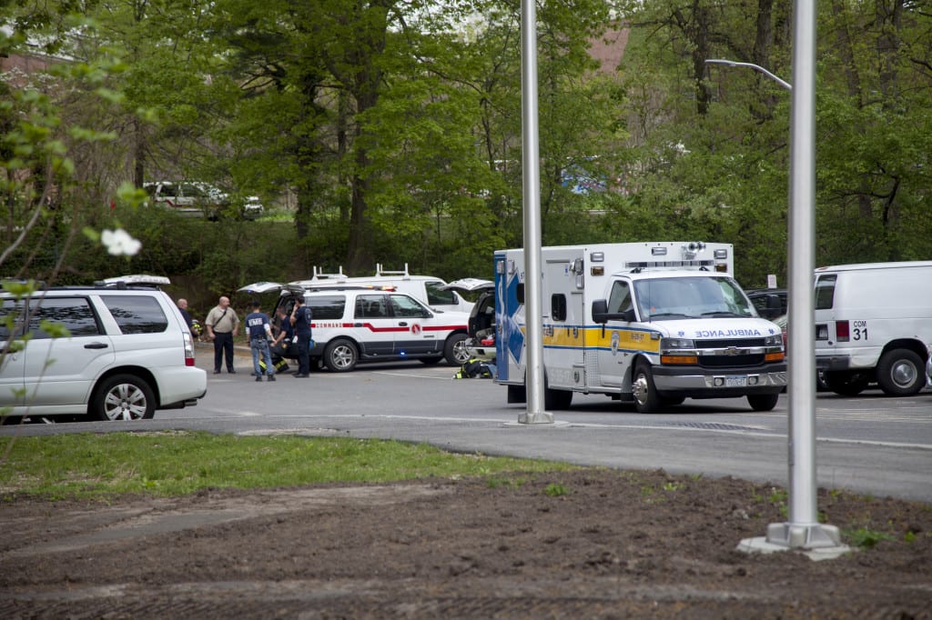 A graduate student and a faculty member were transported to the Stony Brook Hospital Emergency Room after they sustained minor injuries. (ANUSHA MOOKHERJEE/THE STATESMAN)