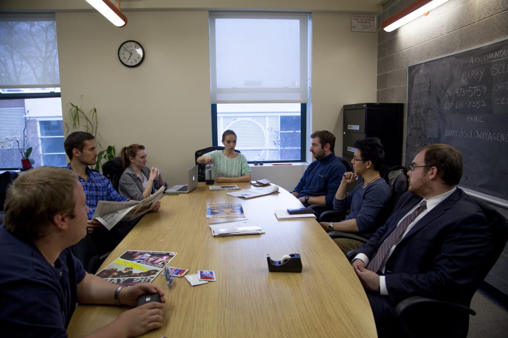Stony Brook University graduate students in a meeting.ANUSHA MOOKHERJEE/THE STATESMAN