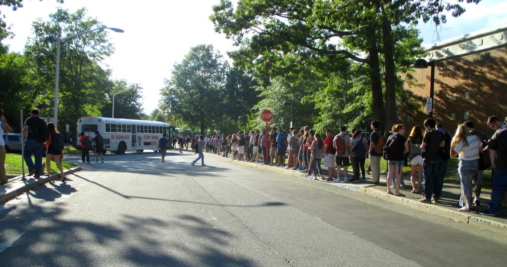 Over 18,000 passengers used the Stony Brook bus service on Tuesdays alone during the 2013-2014 academic year. (BRIDGET DOWNES/THE STATESMAN)