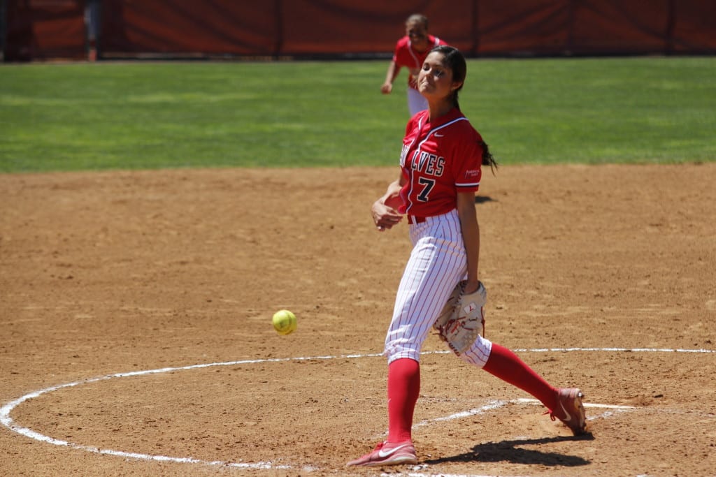 Allison Cukrov, above, struck out 10 batters, a new season high for the famed pitcher, in the Seawolves second game against the Binghamton Bearcats. BASIL JOHN / THE STATESMAN
