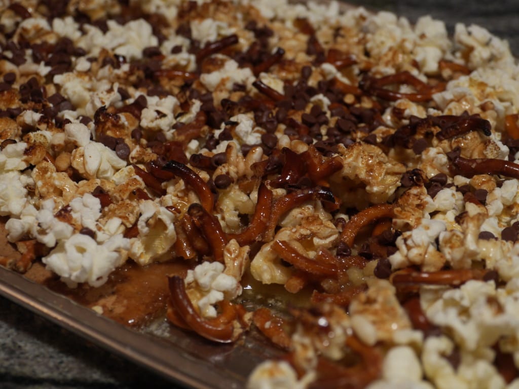 Popcorn toffee bars can be made a few days in advance and stored in an airtight container at room temperature. (KRYSTEN MASSA / THE STATESMAN)