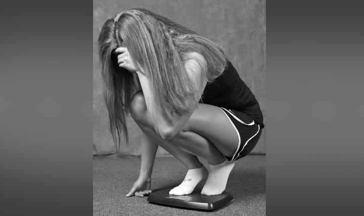 Some psychological factors that cause eating disorders are phobic responses to food or weight gain, and conflicted feelings over adolescent development. PUBLIC DOMAIN
