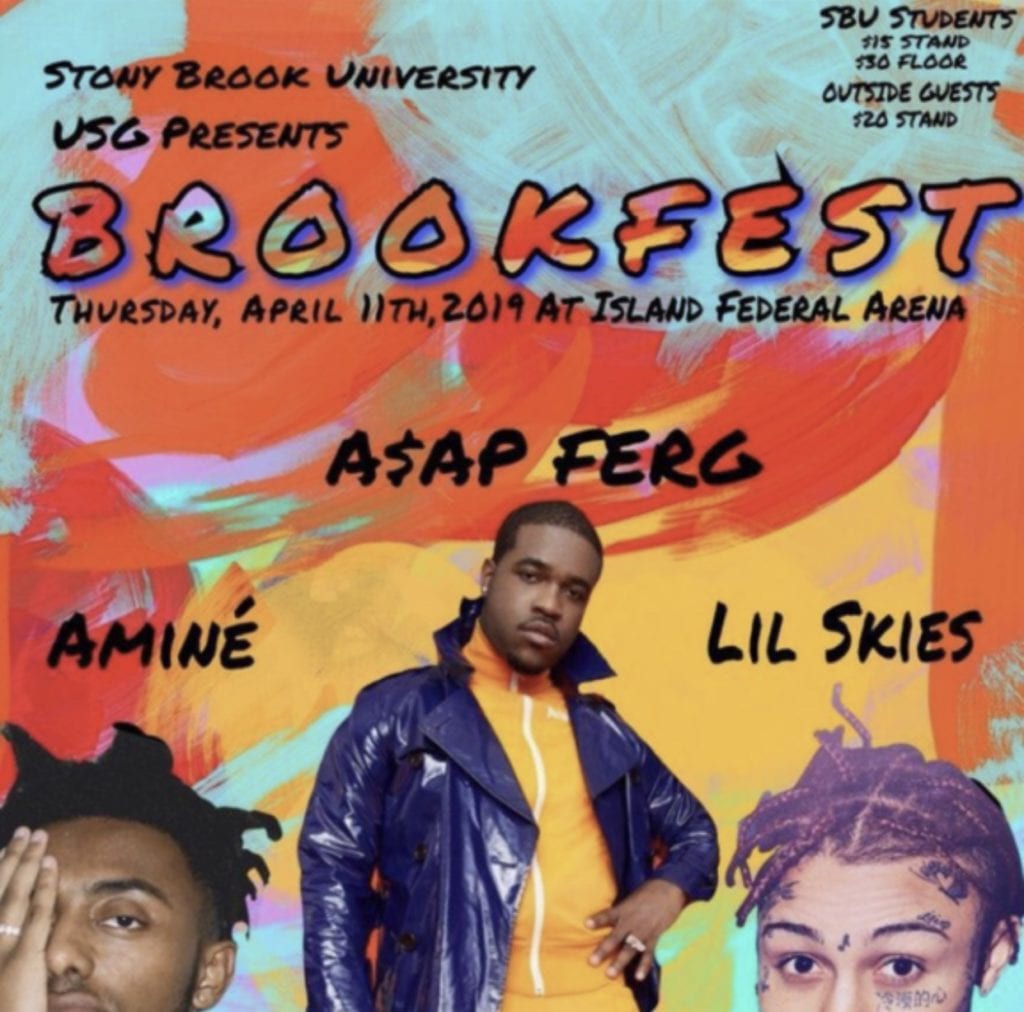 An unofficial Brookfest poster sent to The Statesman by a member of USG. Brookfest 2019 will feature Amine, A$ap Ferg and Lil Skies.  PHOTO CREDIT: USG 