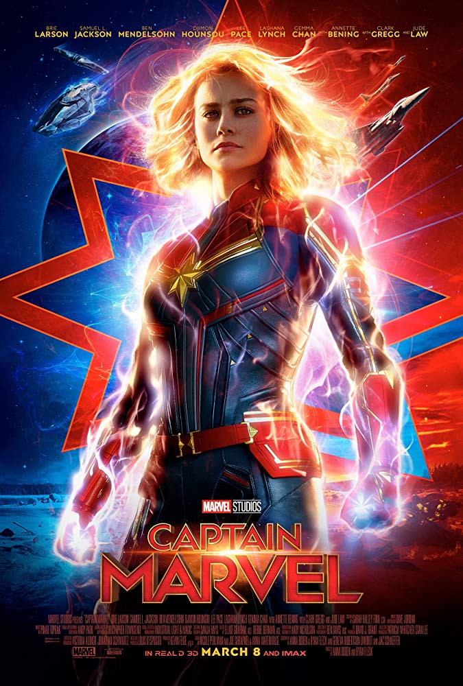 The official poster for the movie Captain Marvel. It premiered on Friday, March 8, 2019. PUBLIC DOMAIN
