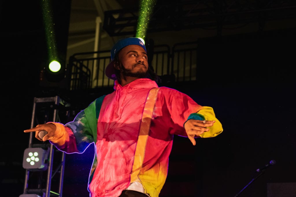 Rapper Amine during his Brookfest performance in the Island Federal Credit Union Stadium on Thursday, April 10. SARA RUBERG/THE STATESMAN