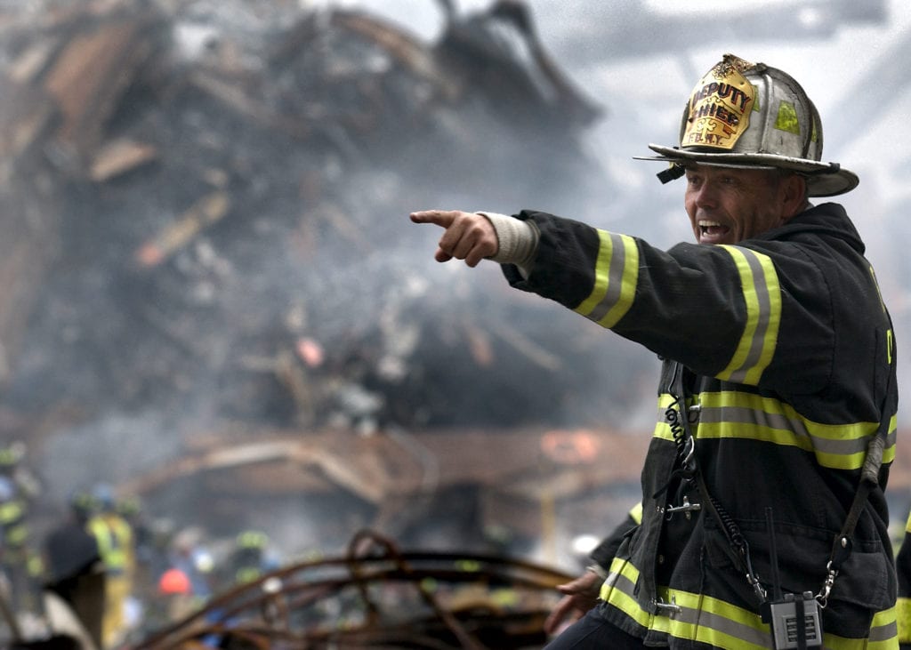 A New York Fire Department Deputy Chief at the World Trade Center after the 9/11 attacks. Stony Brook University researchers may have found a link between Post Traumatic Stress Disorders and cognitive degeneration in 9/11 responders. PUBLIC DOMAIN