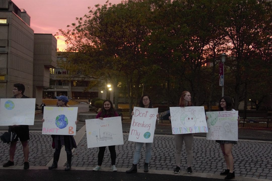 Students protesting for climate policy action on the academic mall on Sept. 26, 2019. RABIA GURSOY/STATESMAN FILE