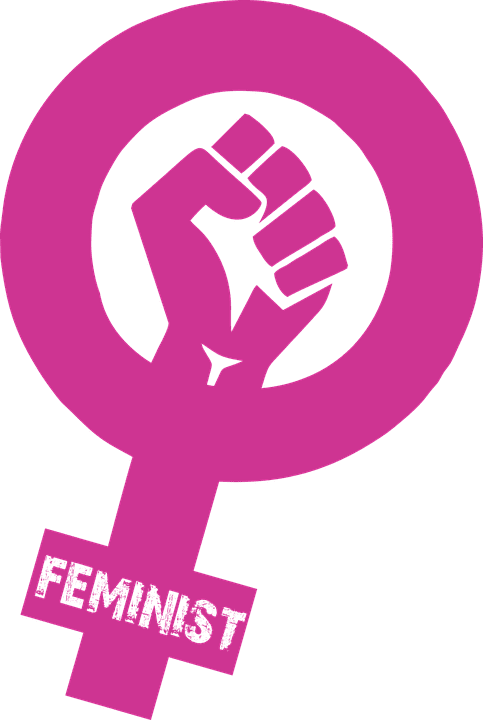 Gender symbol for female with a first in the center. PUBLIC DOMAIN