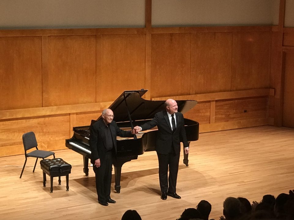 Pianist Gilbert Kalish, left, and baritone singer Randal Scarlata, right, presented music from Schuberts final year at the Staller Center on Wednesday, Nov. 6. ALEK LEWIS/THE STATESMAN