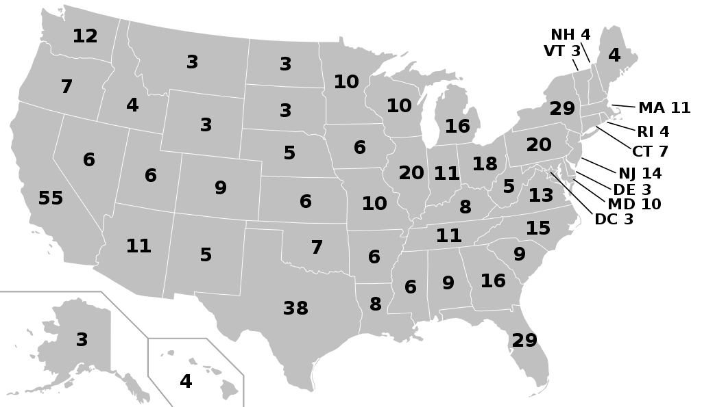 Electoral college map. PUBLIC DOMAIN
