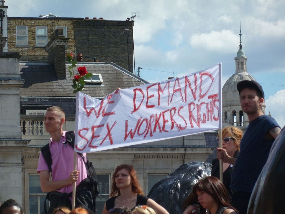 Protestors at the Sex Workers Rights March in London in 2011. MSMORNINGTON/WIKIMEDIA COMMONS VIA SA