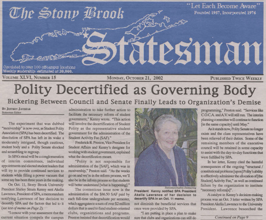 A screenshot of a 2002 article on Politys decertification. 