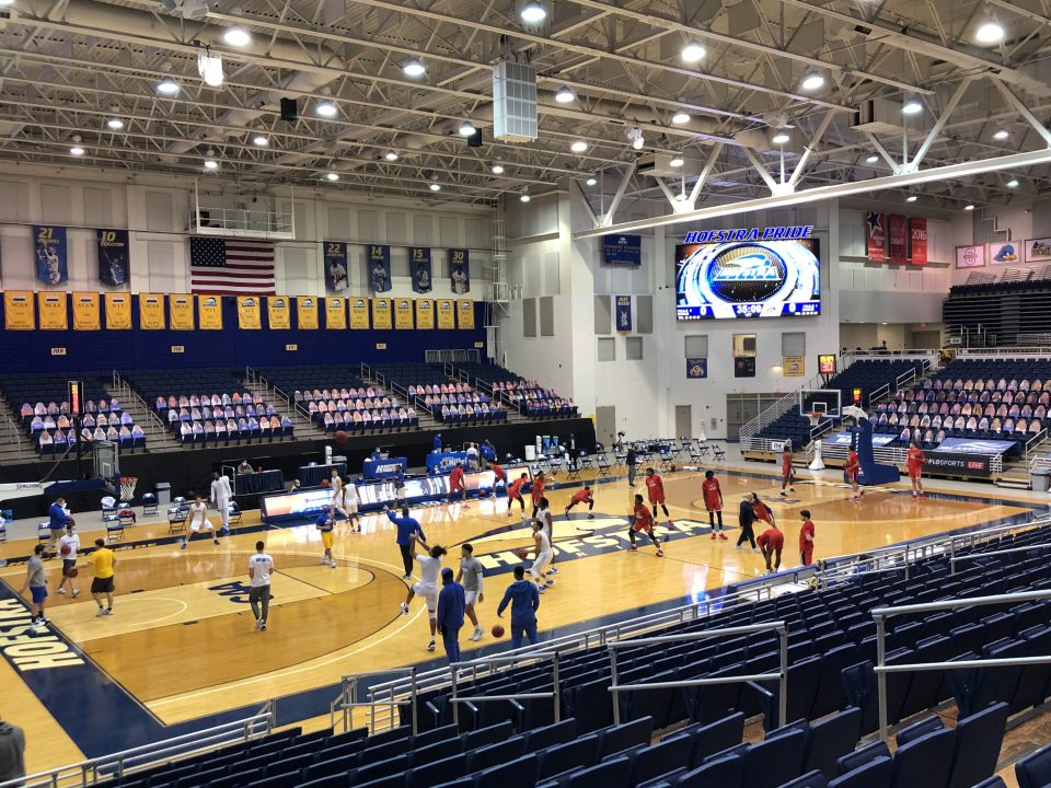 Stony Brook Mens basketball team warming up before playing Hofstra on ETHAN TAM/THE STATESMAN