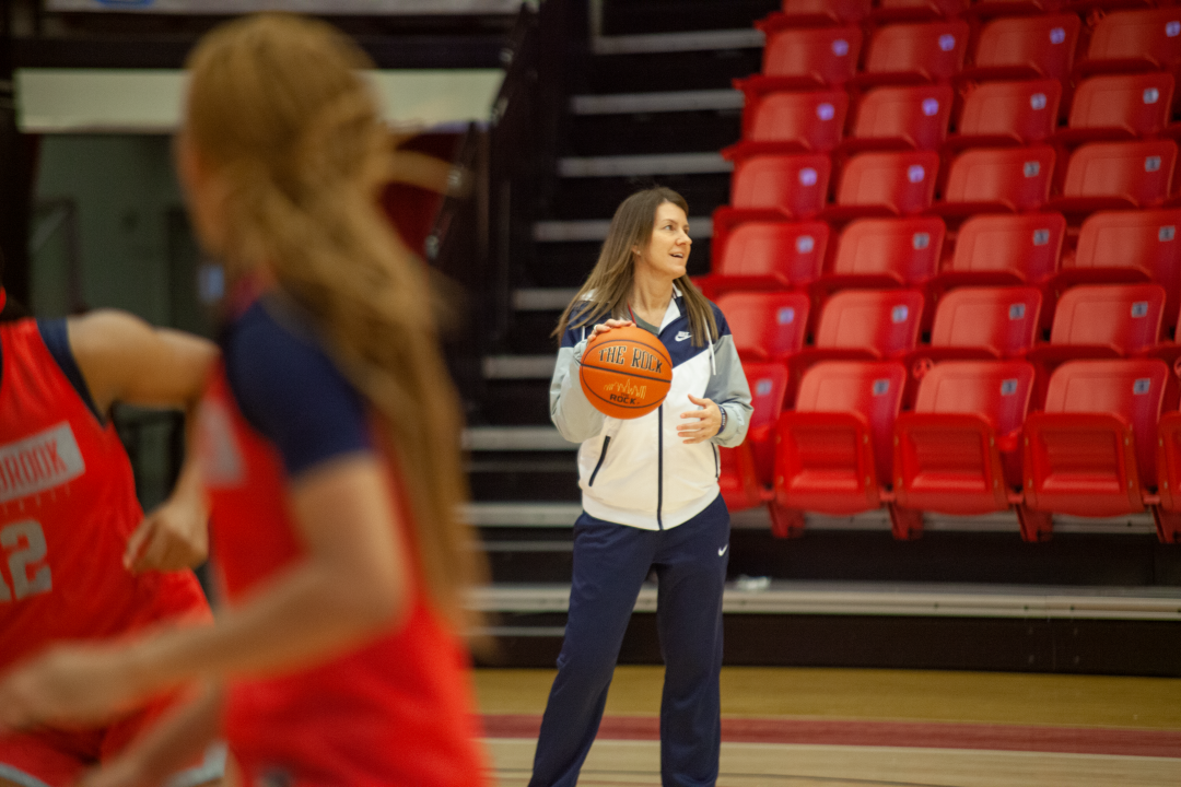 Stony Brook womens basketball head coach, Caroline McCombs, at a practice in the fall of 2019. SARA RUBERG/STATESMAN FILE
