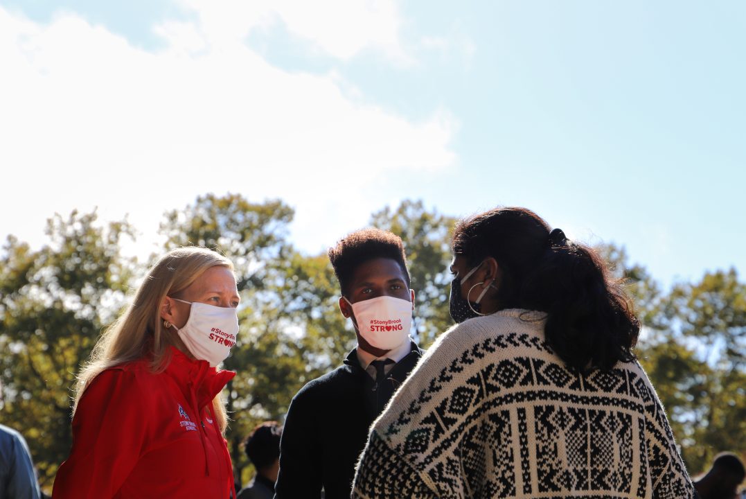 USG President Huntley Spencer at the Stony Brook University Black Lives Matter protest and rally on Oct. 21. USG is RABIA GURSOY/THE STATESMAN