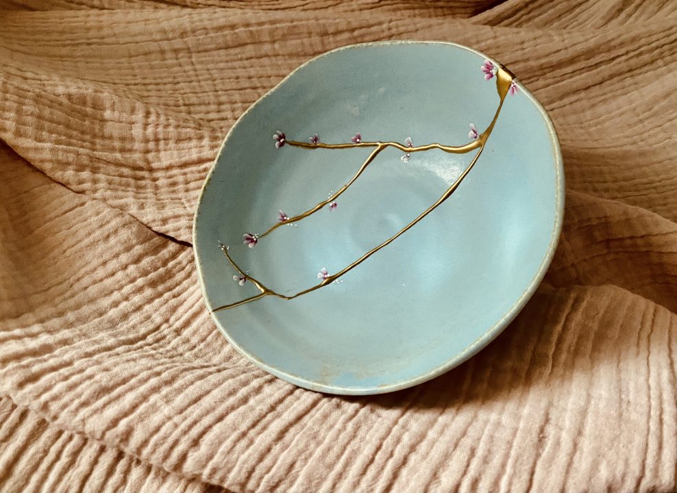 Kintsugi is the practice of repairing porcelain fractures with varnish or powder resin with gold. Kintsugi shows off the breaks as an important history of the object. CATALINA BENAVIDES/THE STATESMAN