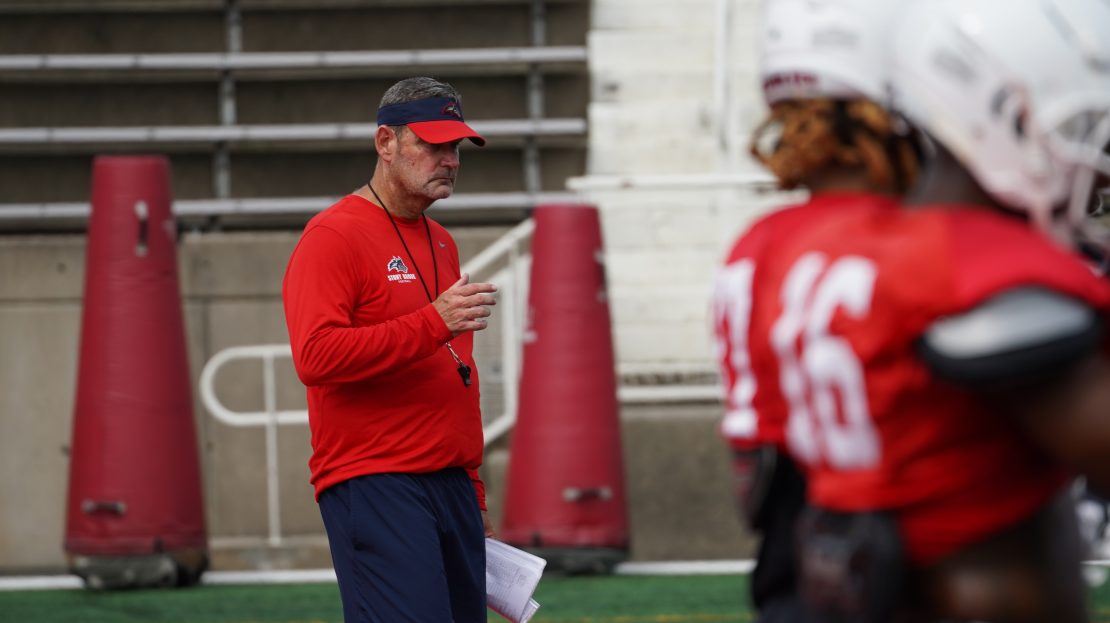 Bryan Collins during a Stony Brook football practice. Collins joins the Seawolves as the new defensive line coach.PHOTO COURTESY OF Stony Brook Athletics.