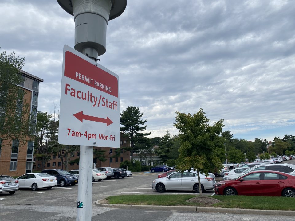 The Toll Lot, outside of Tubman Hall. As of the Fall 2021 semester, the lot is reserved for faculty. TIM GIORLANDO/ THE STATESMAN