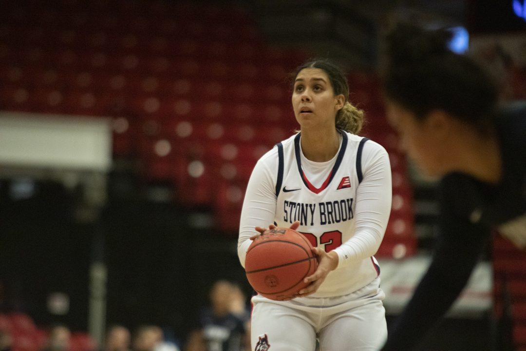 Graduate India Pagan about to shoot a free throw in the game against New Hampshire on Jan. 28. KAT PROCACCI/THE STATESMAN