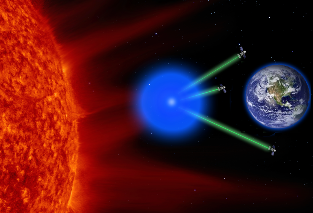 Earth probes create a laser plasma shield by colliding laser-beams to repel the excessive plasma of a dangerous space superstorm. REPELSPACETHREATS/CC BY-SA 4.0
