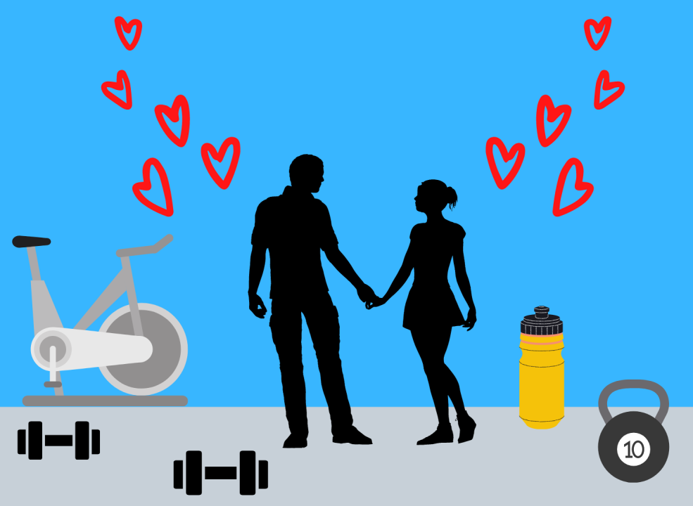 A graphic portrayal of a relationship based around fitness. Young adults have turned towards relationships centered around healthy lifestyles after their time spent in lockdown. CAMRON WANG/THE STATESMAN