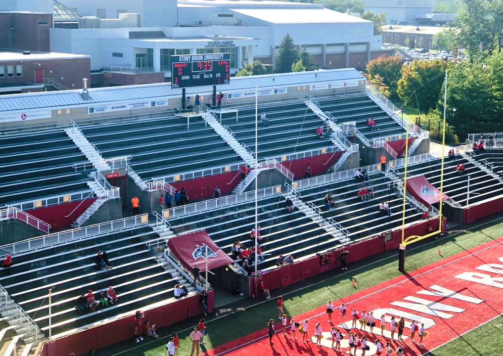 The student section at Kenneth P. LaValle Stadium minutes before the start of the football game against Delaware on Oct. 16, 2021. ETHAN TAM/THE STATESMAN