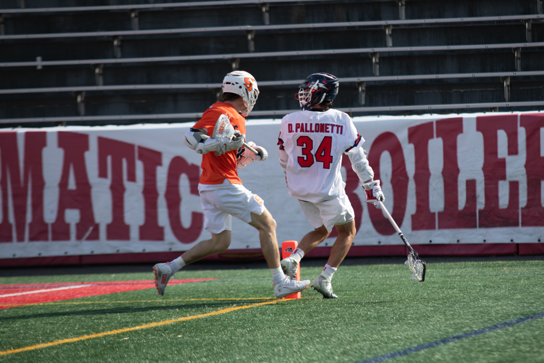 Attacker Dylan Pallonetti in the Syracuse game on March 19. ETHAN TAM/THE STATESMAN