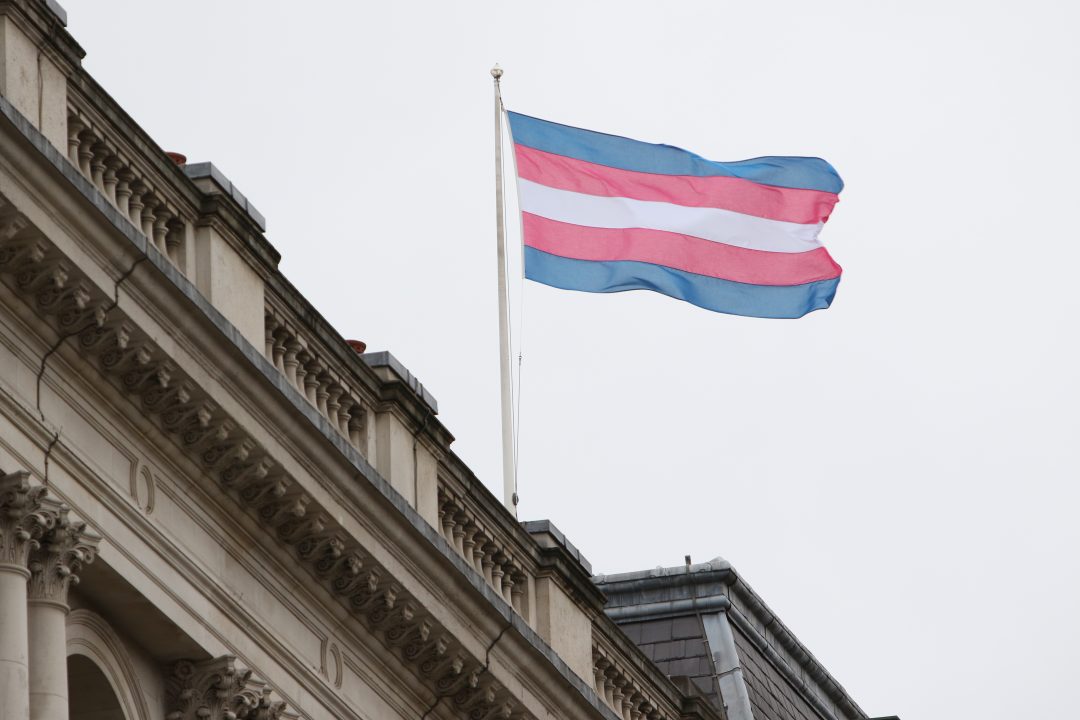 The trans flag waves through the air. The fight for transgender and nonbinary equality continues strong after much legislative and social opposition.  FOREIGN AND COMMONWEALTH OFFICE VIA CC BY 2.0