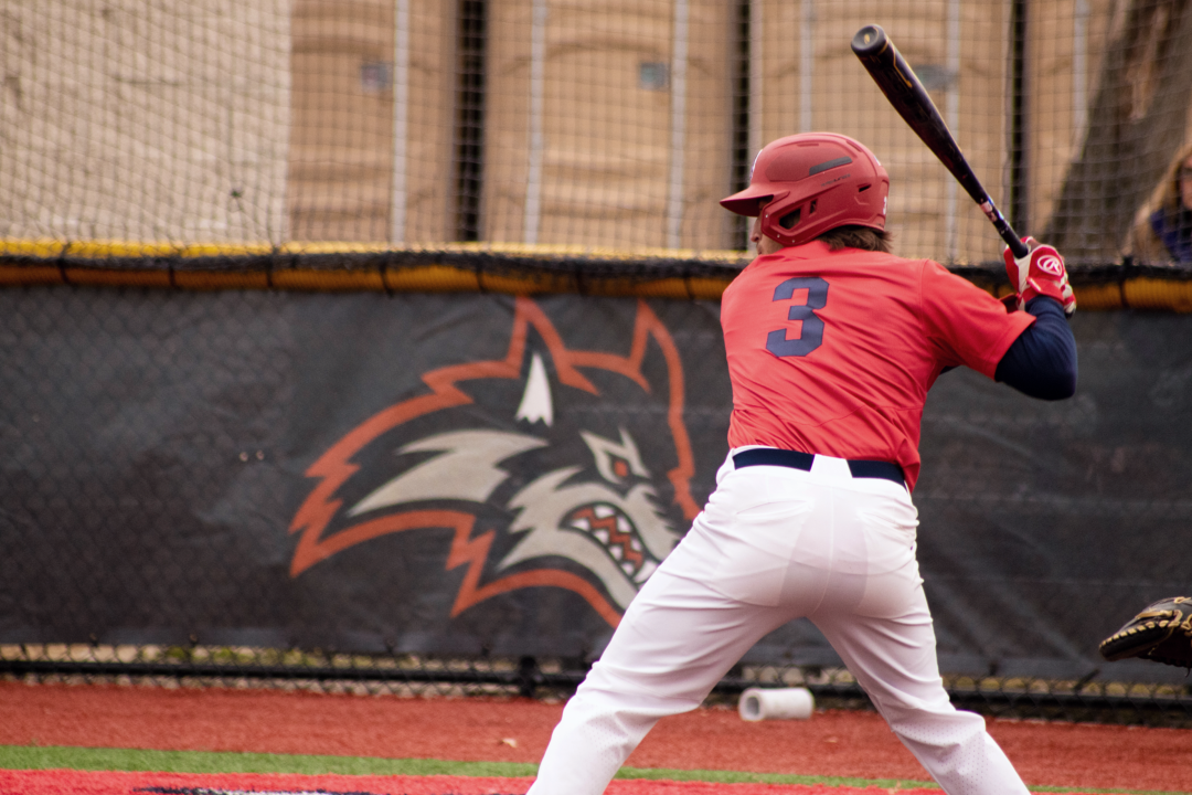 Infielder Matt Miceli batting during the game against Iona on March 30. The Seawolves add another loss scoring 9-7 during their game against Fairfield on April 27. RAYMOND WILSON/THE STATESMAN