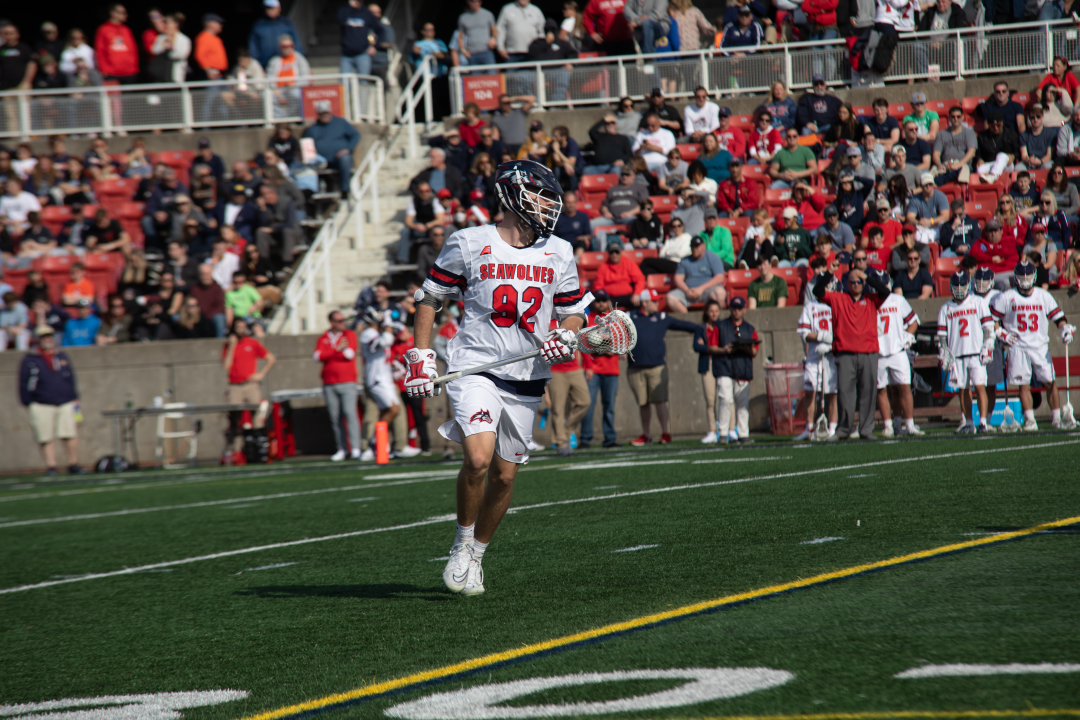 Midfielder Mike McCannell in the game against Syracuse on March 18. ETHAN TAM/THE STATESMAN