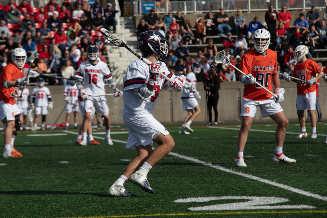 Attacker Dylan Pallonetti in the Syracuse game against Syracuse on March 19. ETHAN TAM/THE STATESMAN>/em>