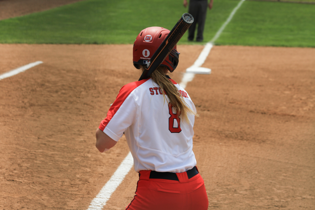Infielder Alyssa Costello up to bat in the Hartford game on April 23. KAT PROCACCI/THE STATESMAN