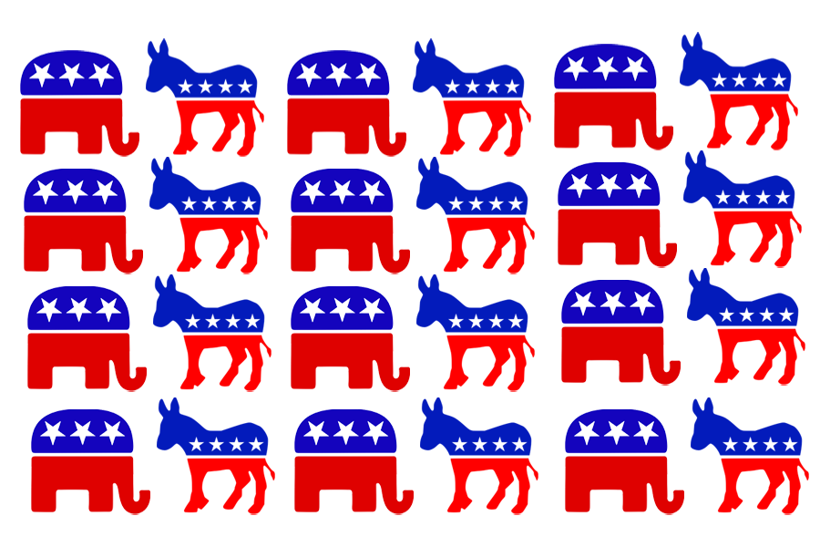 The official logos for the Democratic and Republican Parties. ILLUSTRATED BY TIM GIORLANDO/THE STATESMAN