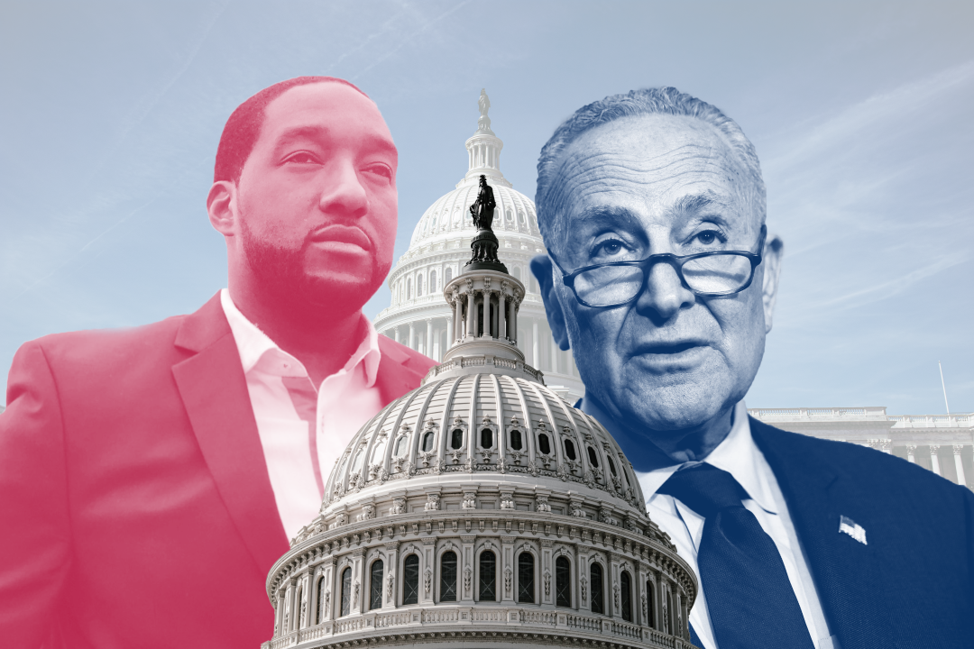 Political Journalist Joe Pinion (left) and Senator Chuck Schumer (right). The candidates will be competing in New Yorks Senate race on November 8.  ILLUSTRATION BY TIM GIORLANDO/THE STATESMAN 