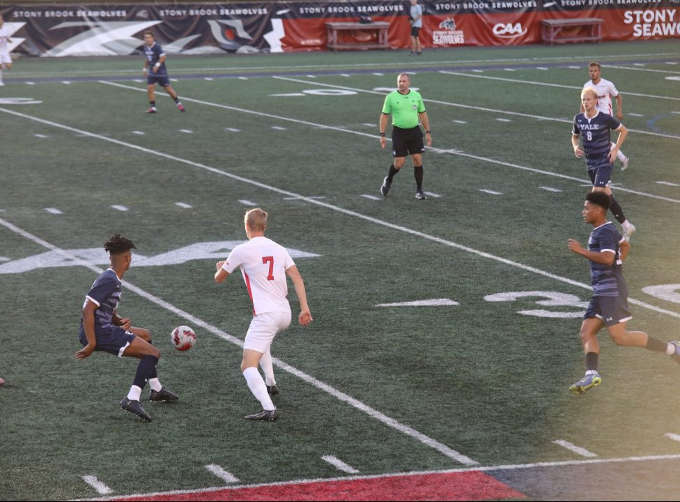 Midfielder Trausti Birgisson in a match against Yale on Tuesday, Sept. 20. The Stony Brook mens soccer team won its final game of the year on Saturday 2-1 against Drexel. MACKENZIE YADDAW/THE STATESMAN
