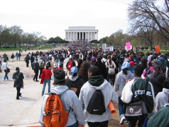 An Affirmative Action demonstration outside the Supreme Court in 2003. The policy could potentially be struck down due to more conservative strategies arising over the years. JOSELUIS89/CC BY-SA3.0