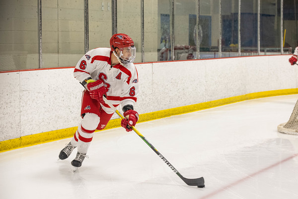 Left defenseman Andrew Mancini in action in a game against Rhode Island on Friday, Oct. 28. The Stony Brook club hockey team was swept by its arch-rival - the Liberty Flames - last Friday and Saturday. PHOTO COURTESY OF AZTEKPHOTOS