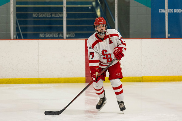 Left defenseman Rob Distefano skating in a game against NYU on Saturday, Oct. 8. The assistant captain returned to the ice over the weekend after breaking his hand five weeks prior. PHOTO COURTESY OF AZTEKPHOTOS