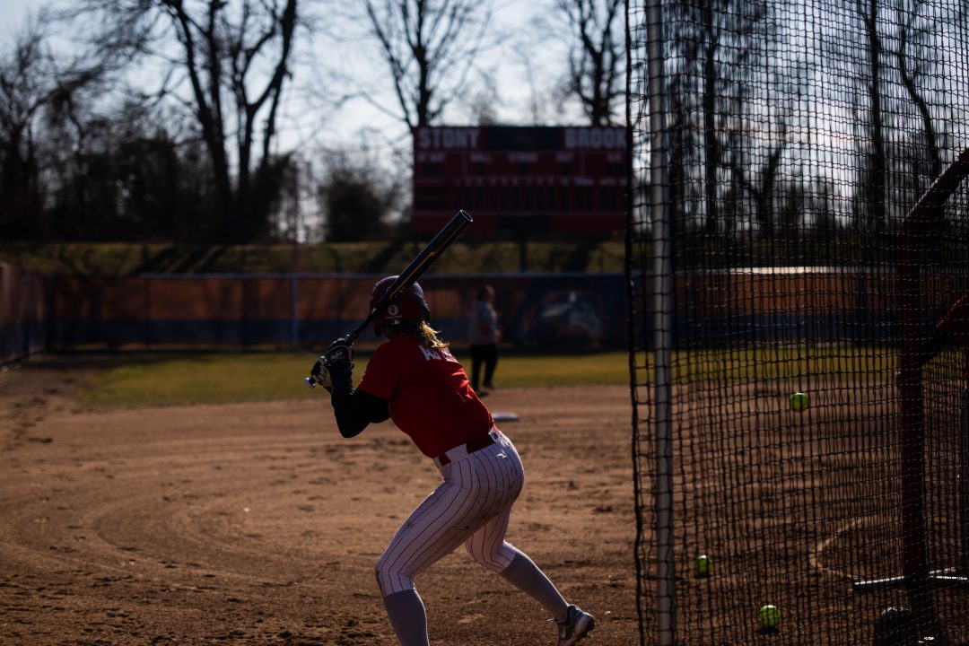 Outfielder Alyssa Costello taking batting practice on Wednesday, Feb. 8. Costello had a huge freshman season in 2022 and is looking to build off that this year. TIM GIORLANDO/THE STATESMAN