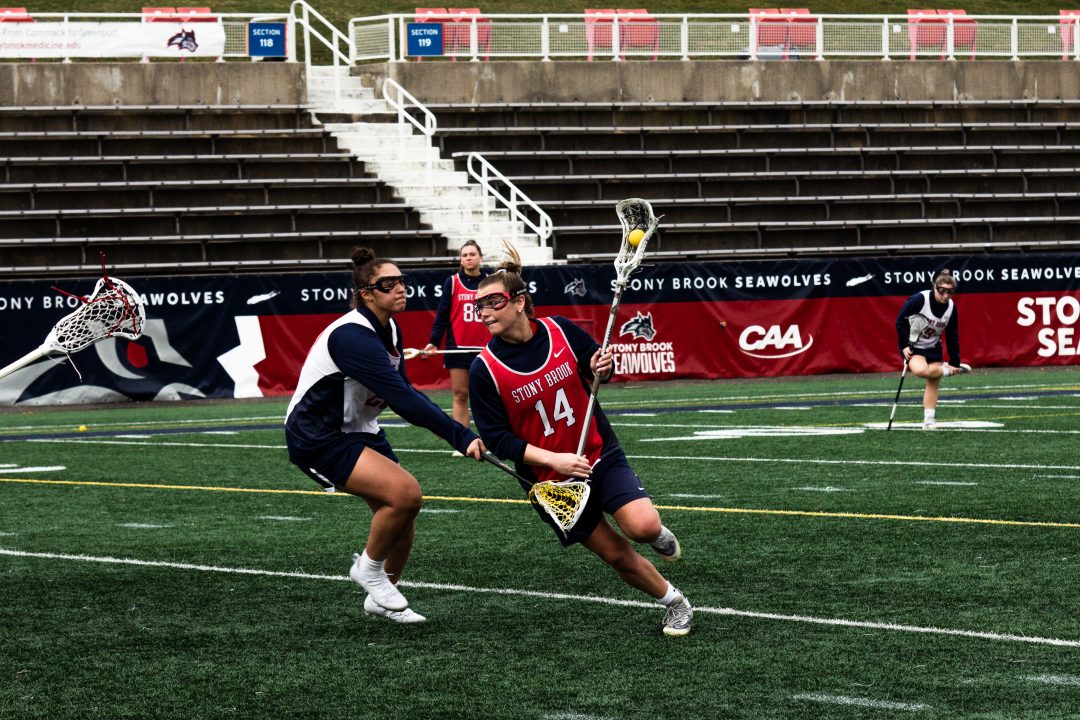 Kailyn Hart on the attack in a scrimmage on Jan. 30. Hart was named America East Attacker of the Year last season for the Stony Brook womens lacrosse team. CAMRON WANG/THE STATESMAN