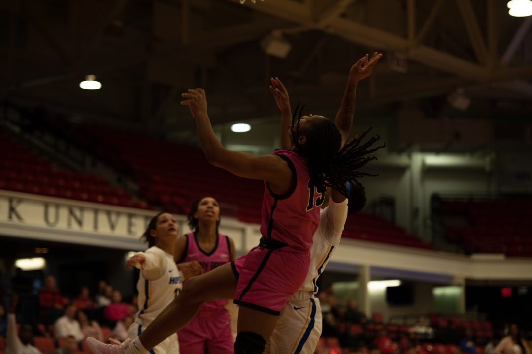 Forward Shamarla King going for a defensive rebound against Hofstra on Sunday, Feb. 12. King led the Stony Brook womens basketball team with 10 rebounds in a loss to Monmouth on Saturday. KATHERINE MOQUETE/THE STATESMAN