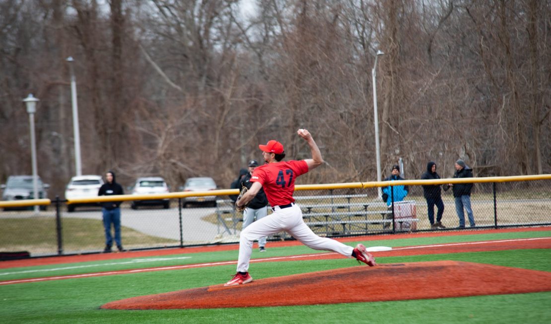 Starting pitcher Ben Fero throws a pitch against Lafayette on Friday, March 10. Fero was the only Stony Brook baseball pitcher to earn a win this weekend at Hofstra. BRITTNEY DIETZ/THE STATESMAN