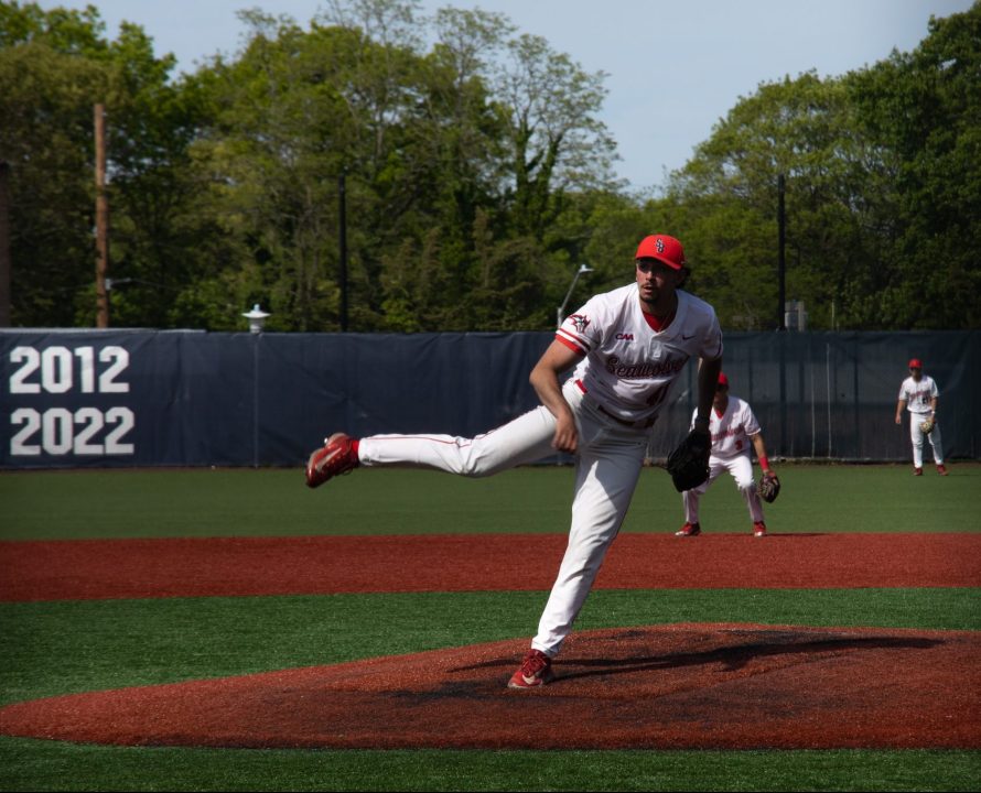 Starting pitcher Ben Fero throws a pitch against Monmouth on Friday, May 12. Fero pitched eight innings and earned the win in the last home start of his NCAA career. TIM GIORLANDO/THE STATESMAN