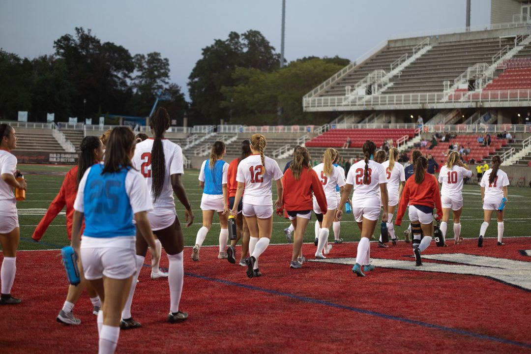 The Stony Brook womens soccer team walks onto the field on Thursday, Sept. 15. The Seawolves are looking to ascend further in the conference standings this year. KAYLA GOMEZ MOLANO/THE STATESMAN